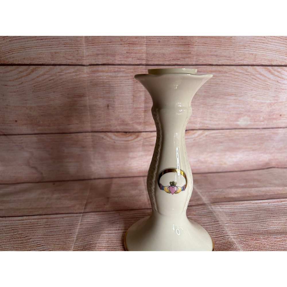 Donegal Parian China Irish Claddagh Candlestick Holder - Picture 2 of 4